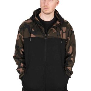 Fox LW Black/Camo Split Zip Hoody / CIPZÁRAS PULÓVER